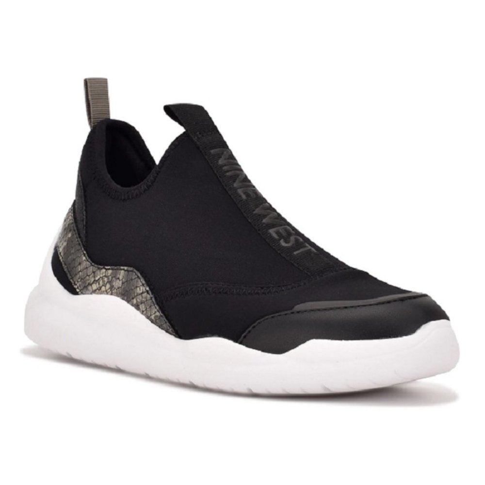 Nine West Parlay Black Slip On Logo Fashion Sneaker Size 7.5 New in Box MSRP $89